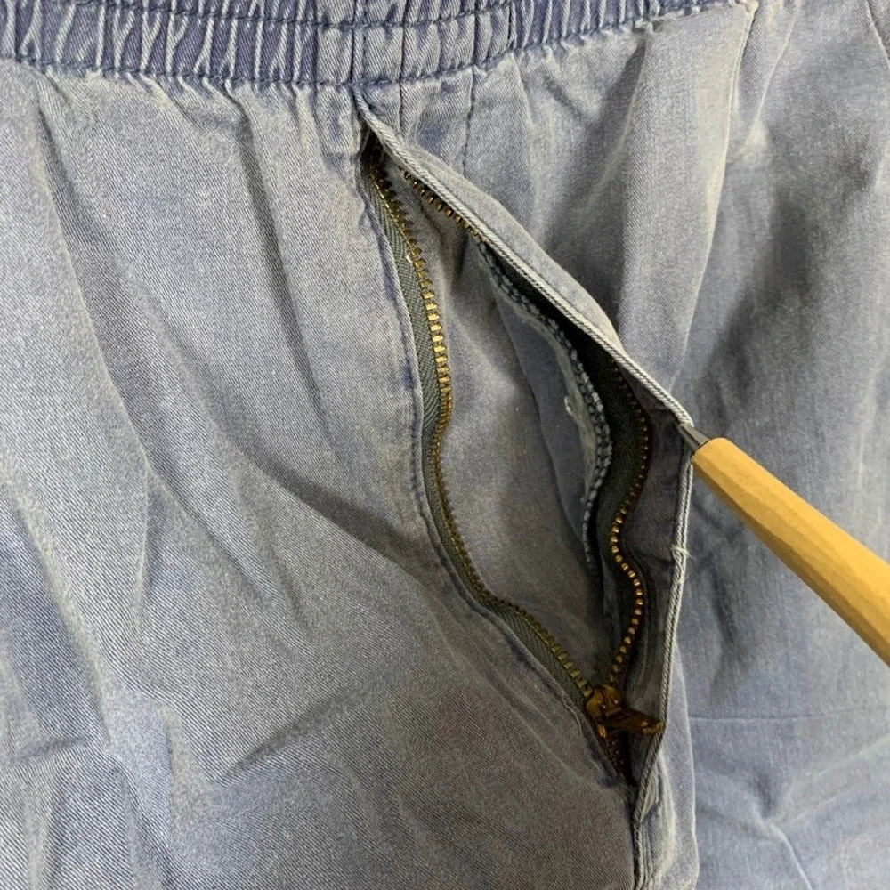 VTG Eddie Bauer Black Label Mens Medium Blue Deck Shorts Elastic Waist 90s